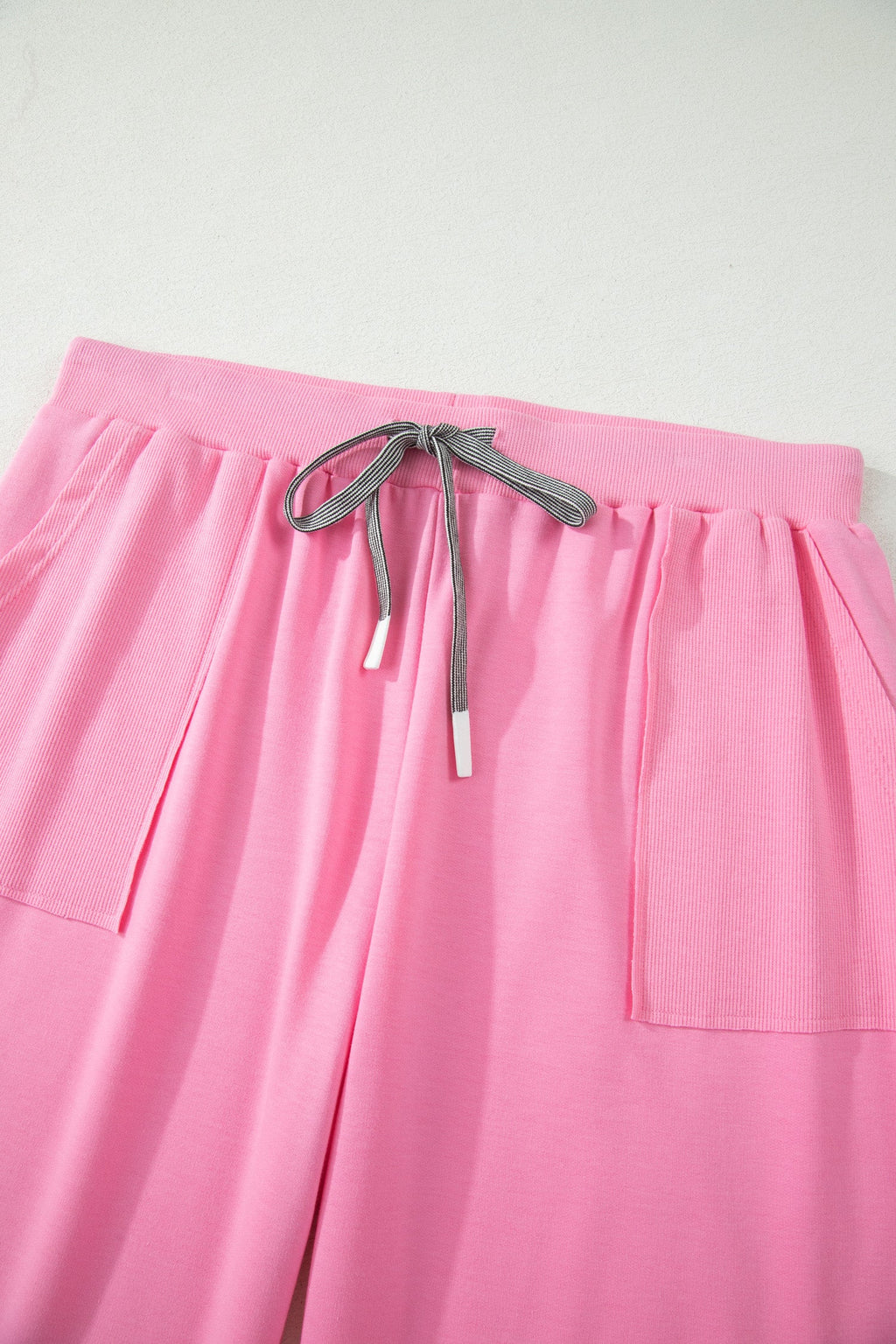 Solid V-Neck Tee and Drawstring Pants Loungewear Set