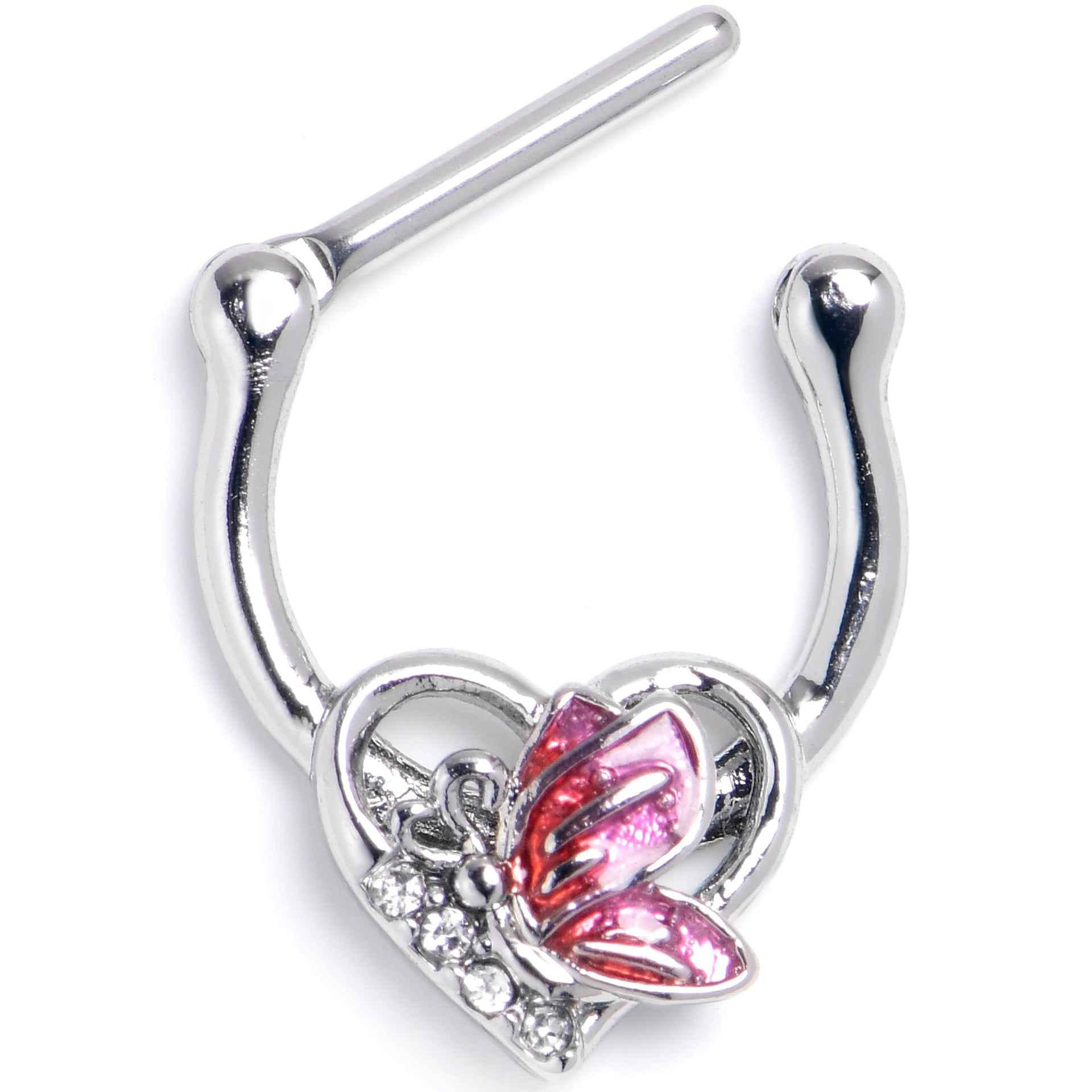 16G 5/16 Clear Gem Butterfly Love Heart Cartilage Clicker