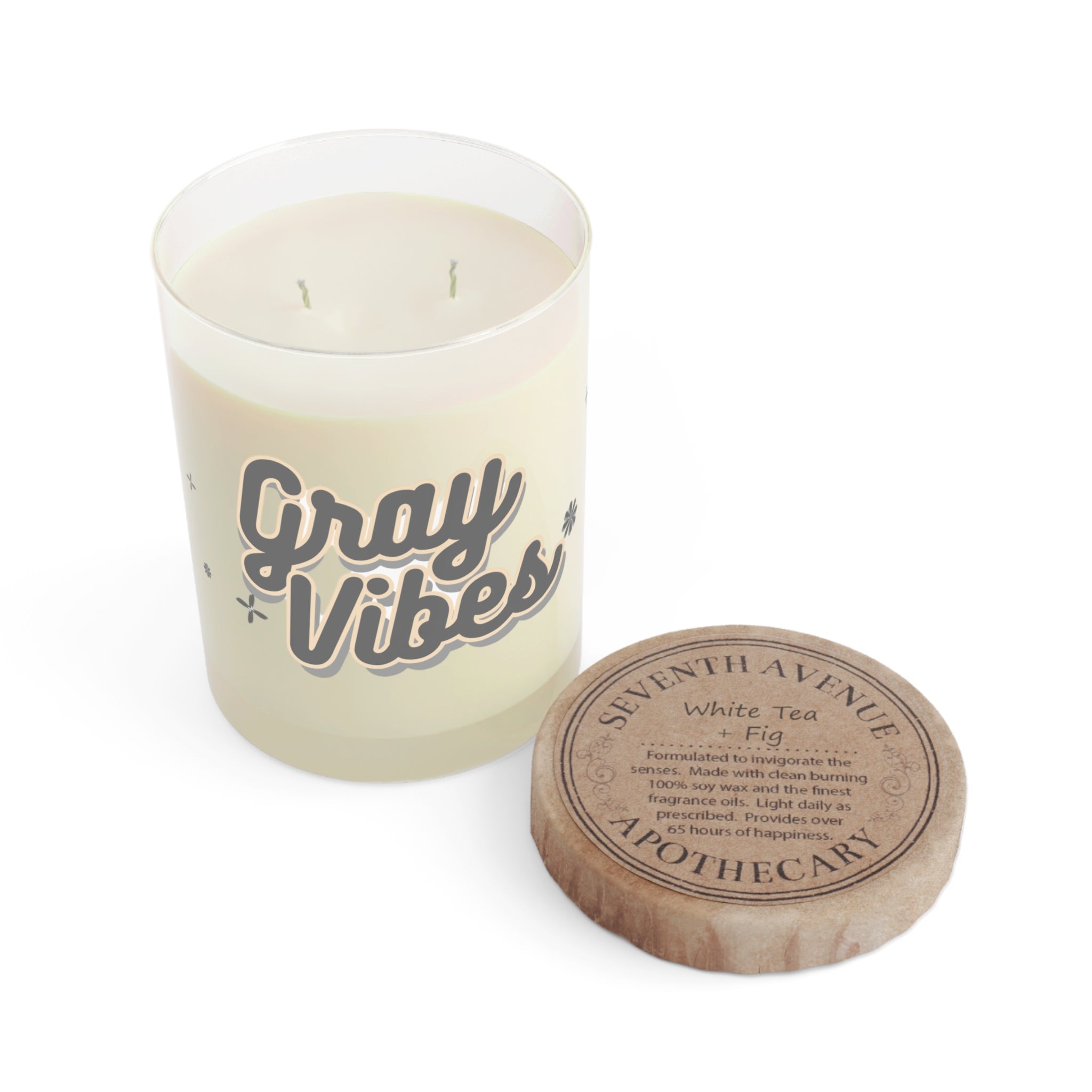 White Tea & Fig Scented Soy Candle in Minimalist Glass, 11oz