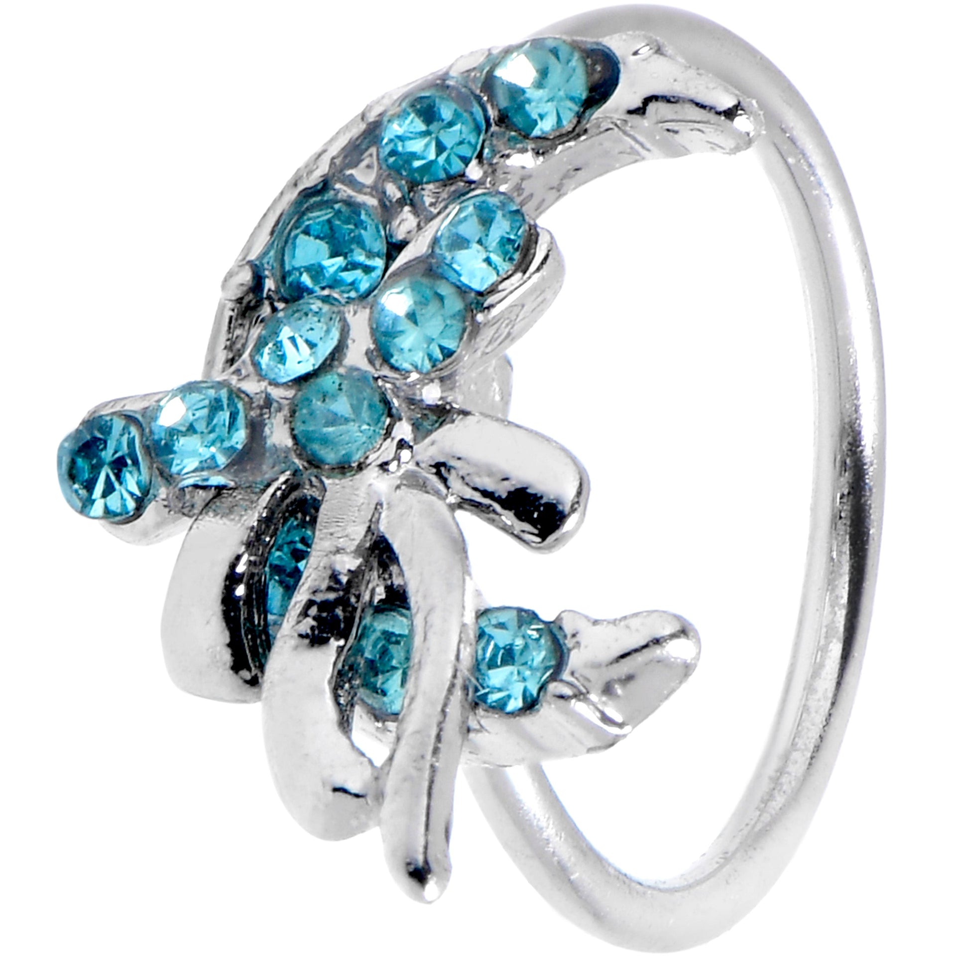 20G 5/16 Blue Gem Moon Bow Heart Nose Hoop