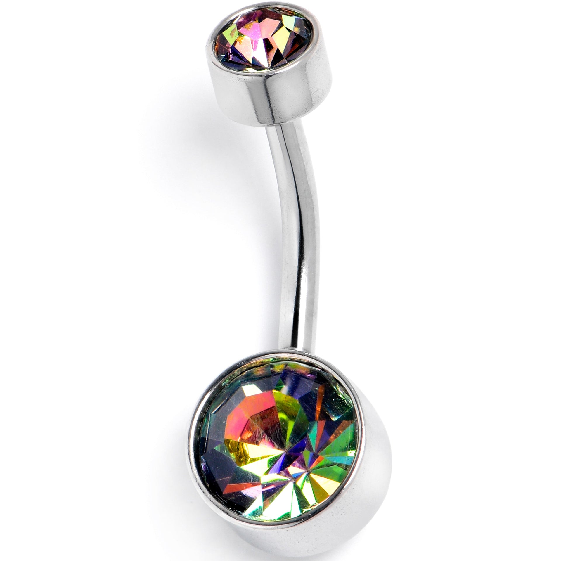 Vitrail CZ Gem Internally Threaded Simple Belly Ring