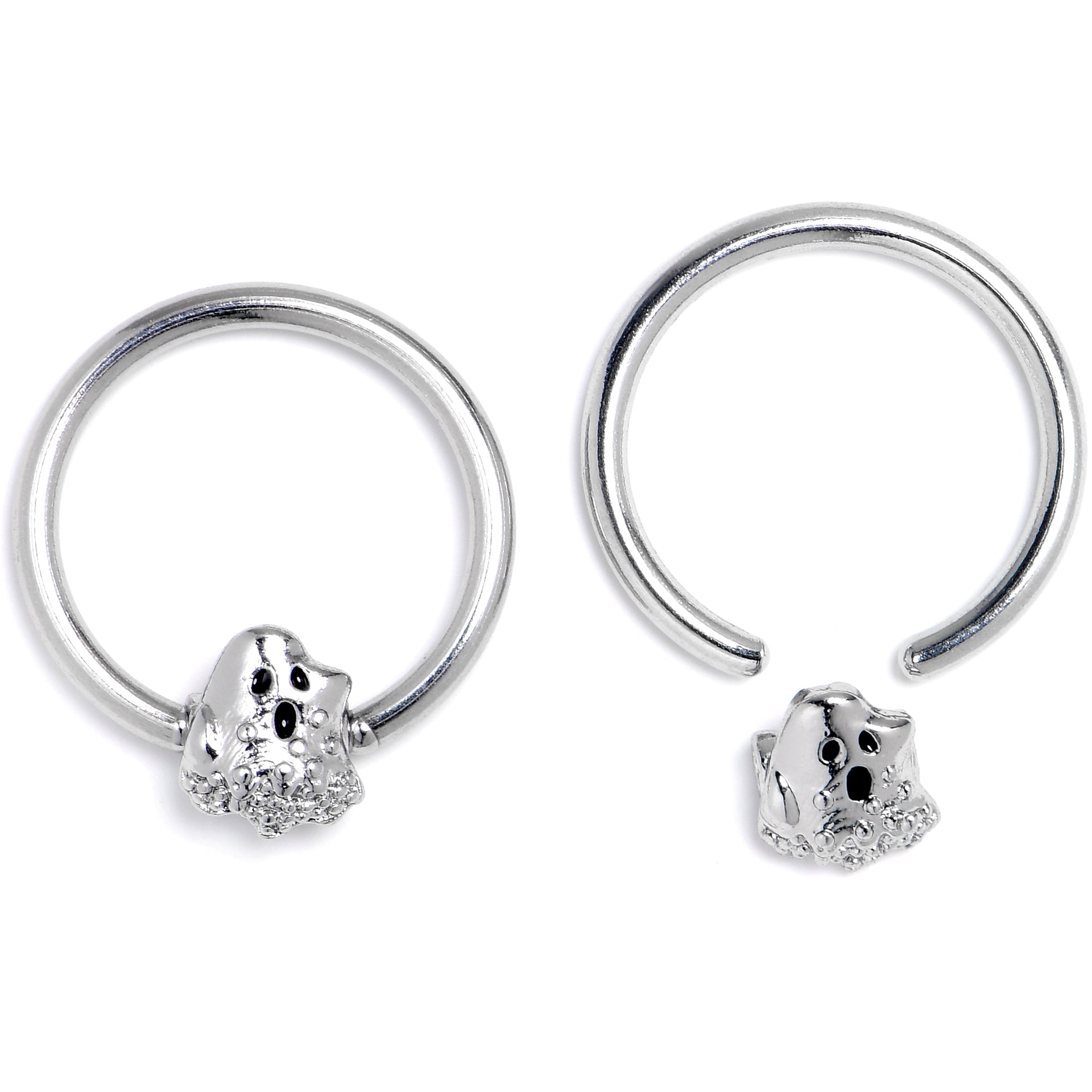 16G 3/8 Howling Ghost BCR Captive Ring Set of 4