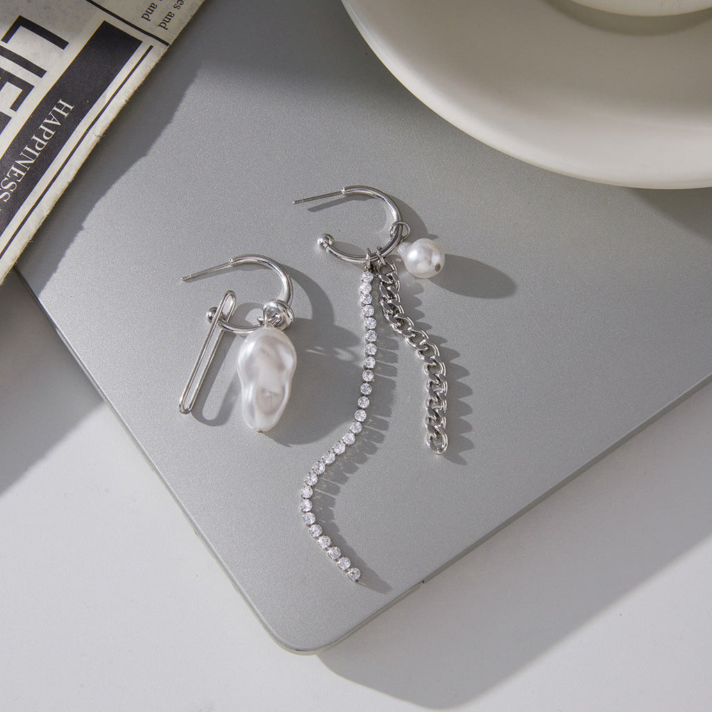 Elegant Pearl Tassel Dangle Earrings in Stainless Steel