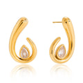 18K Gold Teardrop Stud Earrings with Cubic Zirconia