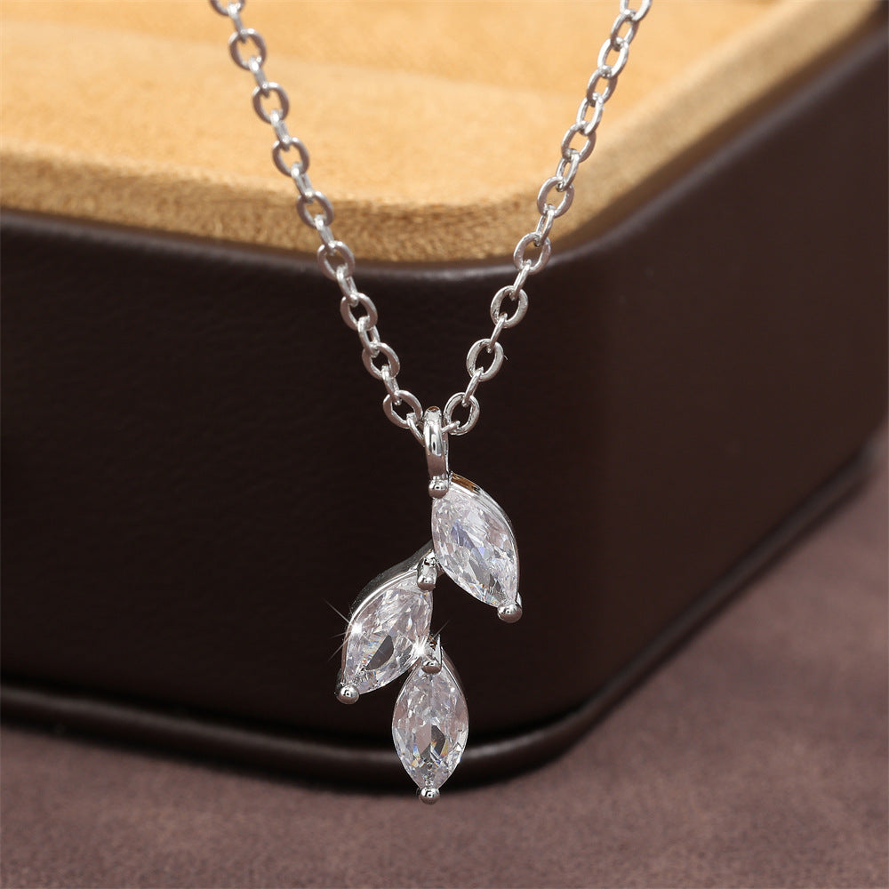 RAKOL European And American-style Light Luxury Elegant Horse Eye Pendant Copper Inlaid Zircon Women's Niche Versatile Exquisite Clavicle Chain Necklace
