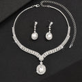 Cross-Border Dropshipping New Exquisite Claw Chain Rhinestone Earrings Necklace Set Elegant Round Water Drop Full Diamond Clavicle Jewelry