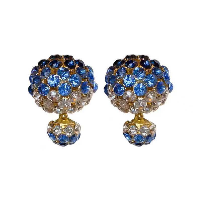 Silver Needle Dual-Wear Diamond Stud Earrings Front & Back Design