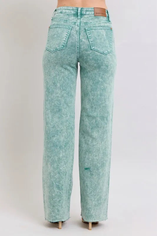 Judy Blue Full Size High Waist Garment Dyed Raw Hem Dad Jean Plus Size