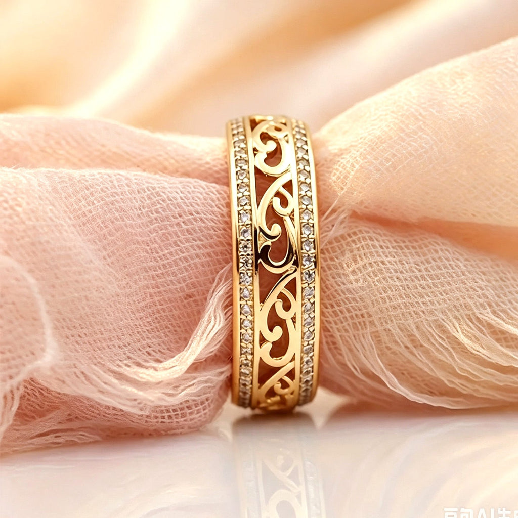 European And American-style Personalized Hollow-out Zircon Light-luxury Trendy Ring
