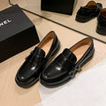 Women's Chunky Heel Buckle Loafers Preppy Academic Style