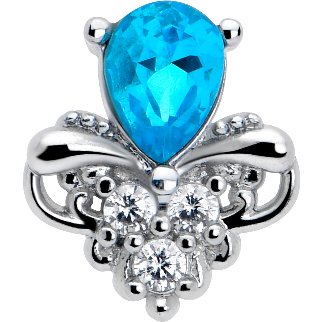 20G 7mm Blue Gem Style Simplicity L Shape Nose Ring