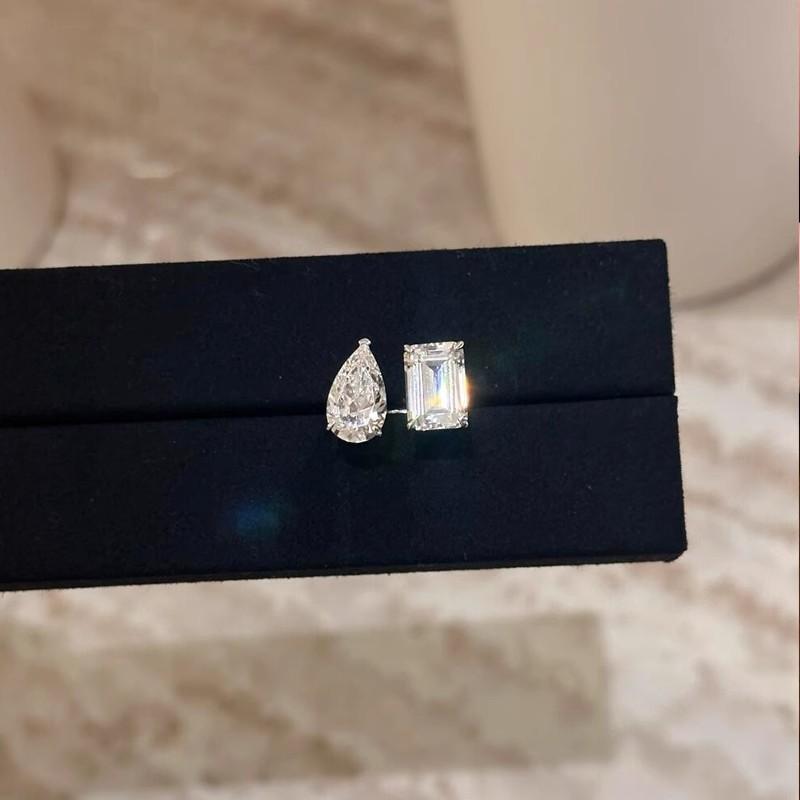 Affordable Luxury Teardrop Sugar Cube Open-ring Diamond Ring