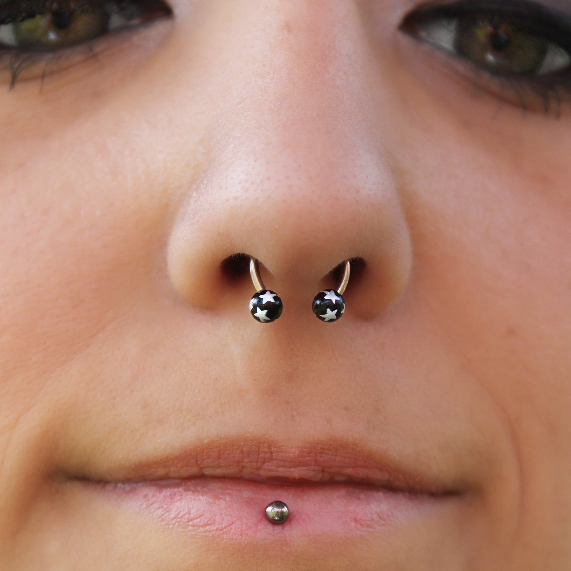 16G 3/8 Pattern Black White Horseshoe Circular Barbell Set of 8