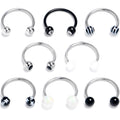 16G 3/8 Pattern Black White Horseshoe Circular Barbell Set of 8