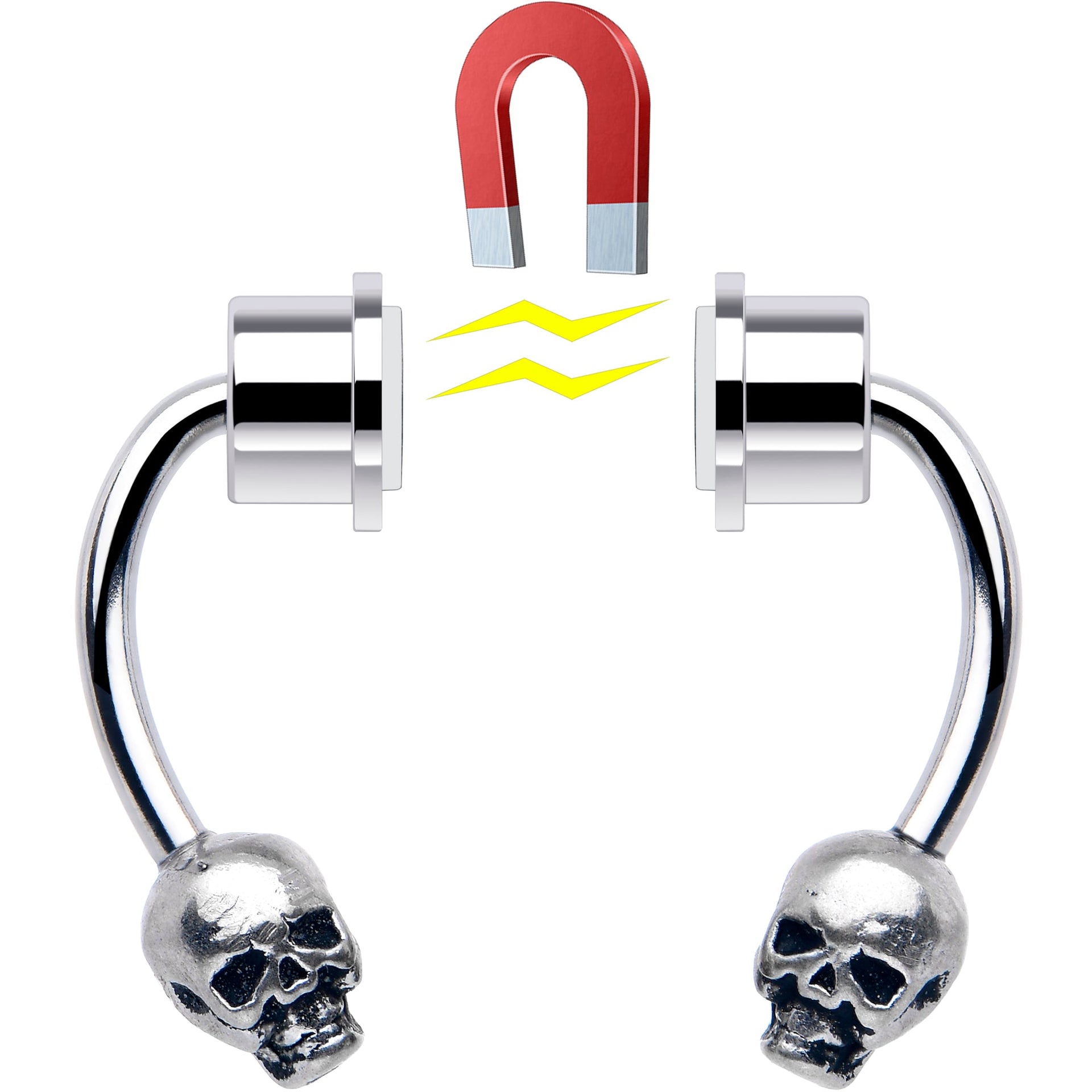 Skull Magnetic Septum Ring Horseshoe Non-Pierced Fake Nose Ring