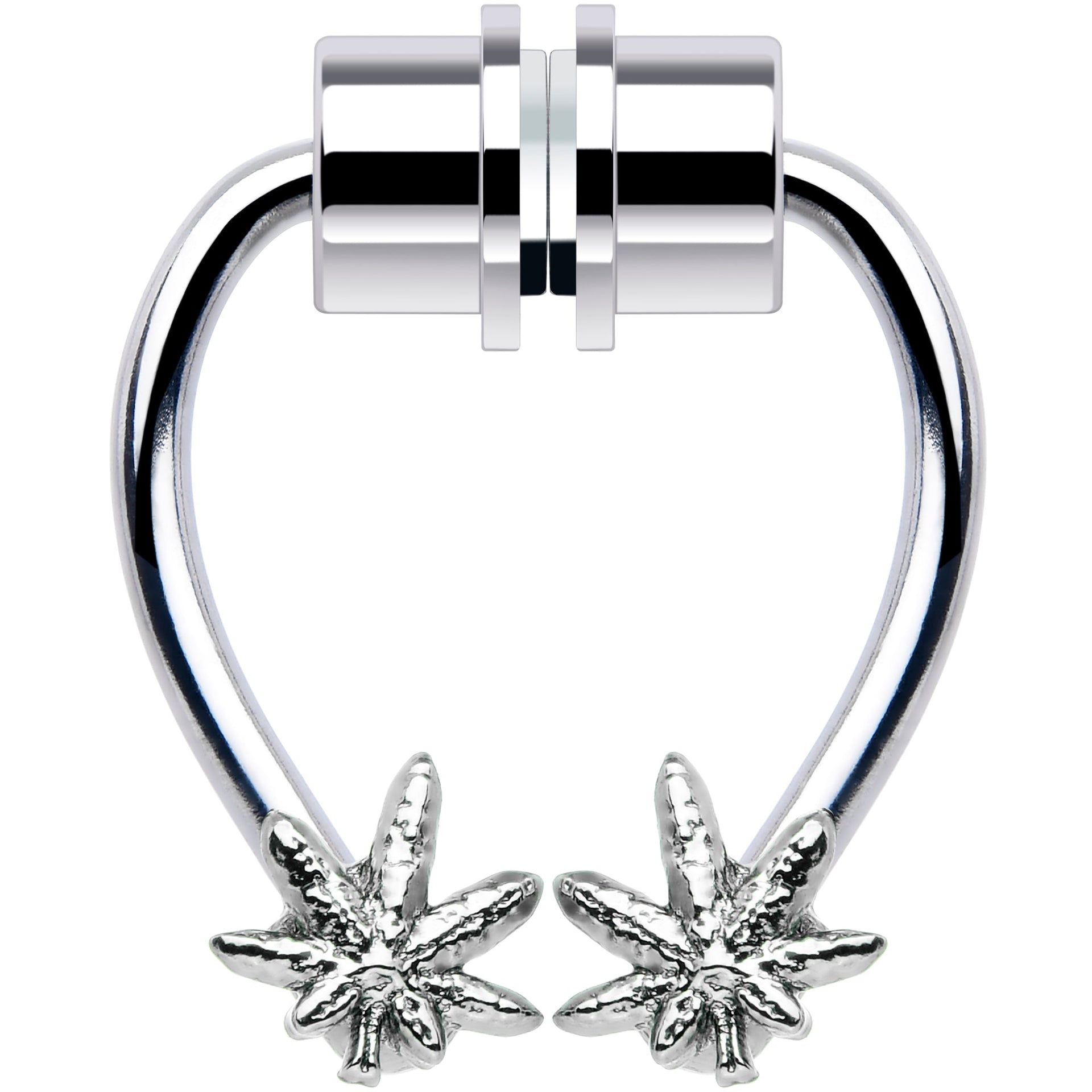 Pot Leaf Magnetic Septum Ring Horseshoe Non-Pierced Fake Nose Ring