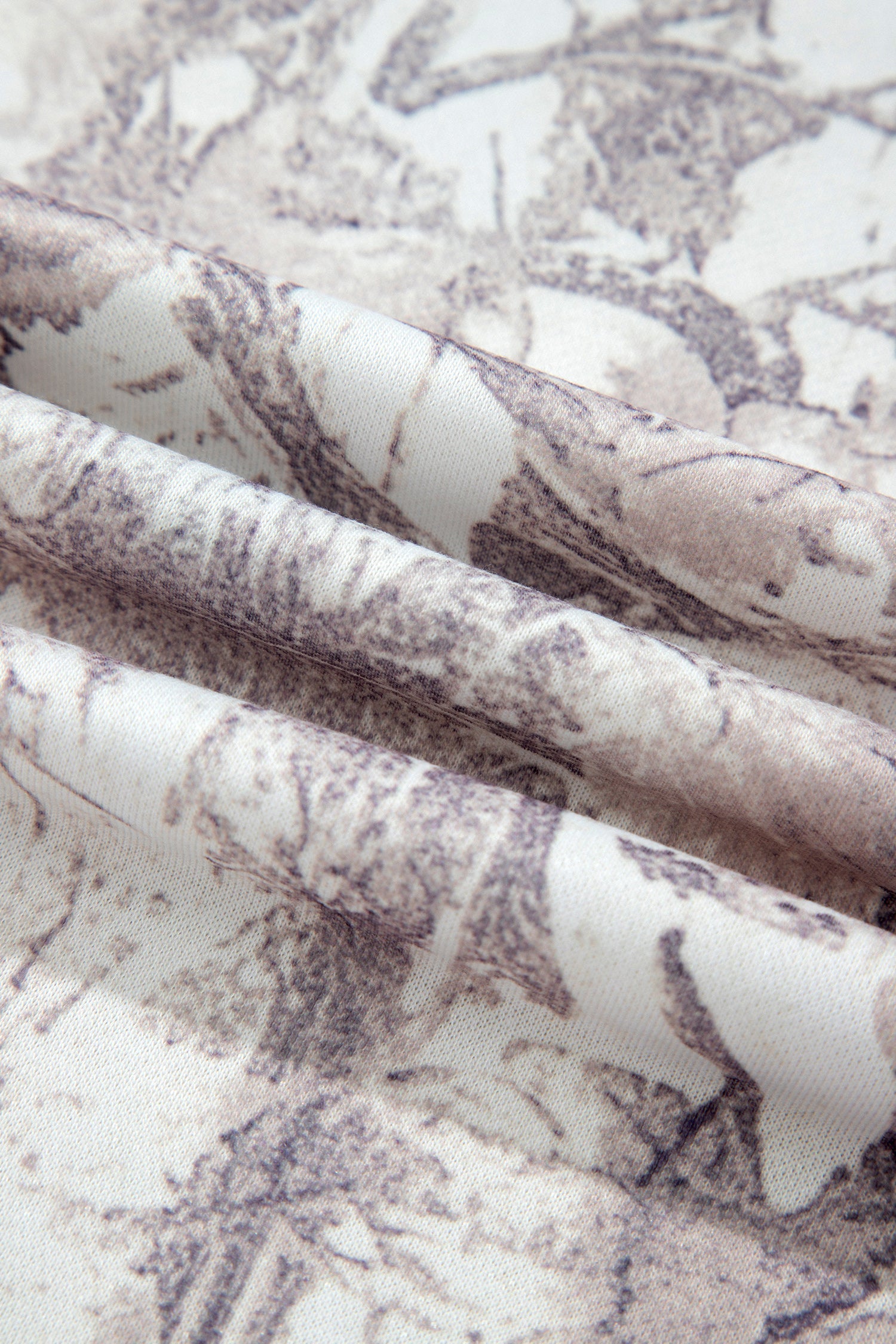 Abstract Camo Ribbed Trim Kangaroo Pocket Hoodie