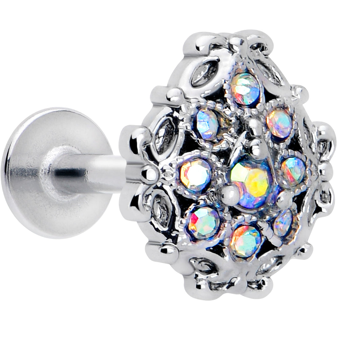 16G 1/4 Aurora Gem Retro Sunburst Cartilage Labret