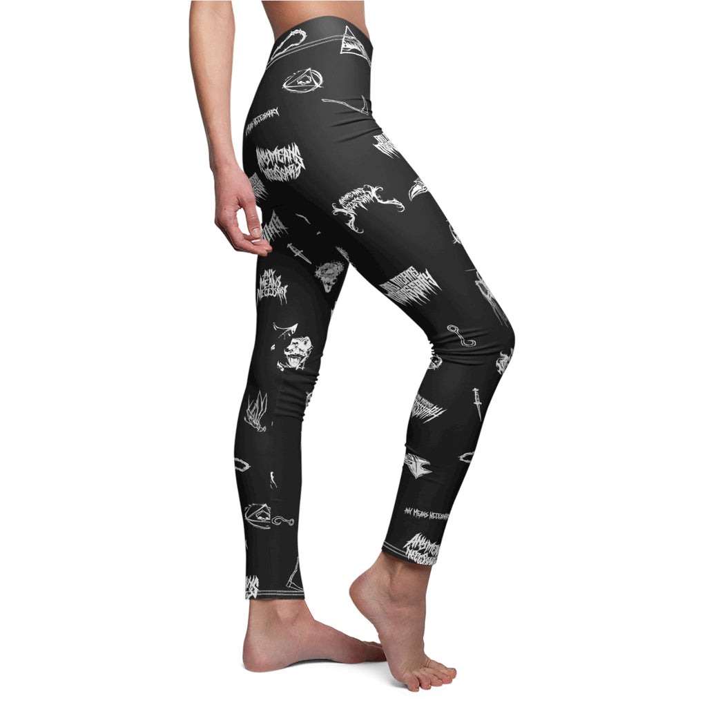 Wingbats Graphic Print Leggings Black Skinny Fit Pants - Image 6