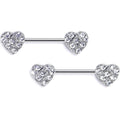 14G 9/16 Clear Gem Lattice Heart Barbell Nipple Ring Set