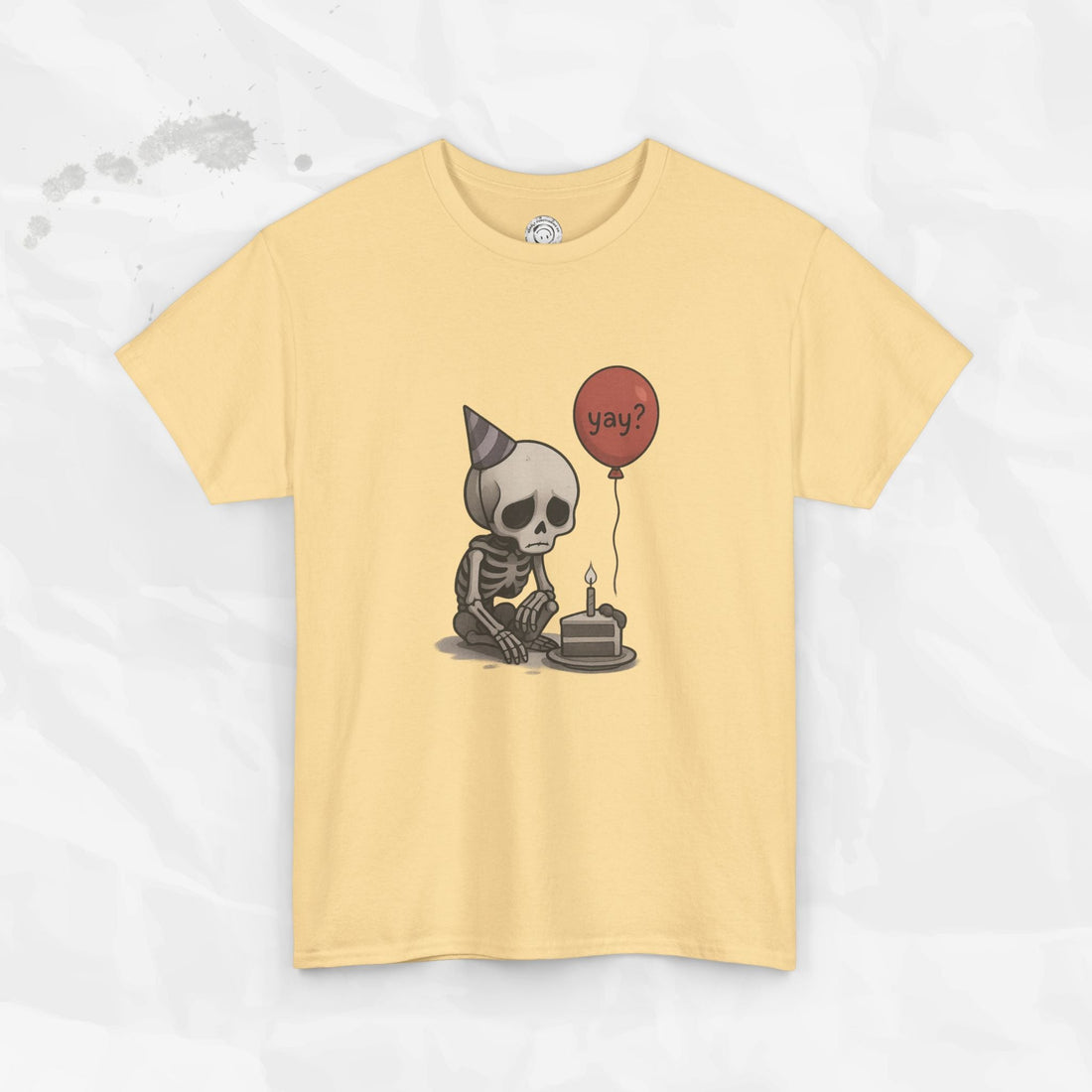Yay? Skeleton Birthday Graphic T-Shirt - Available in Grey and Red - Image 5