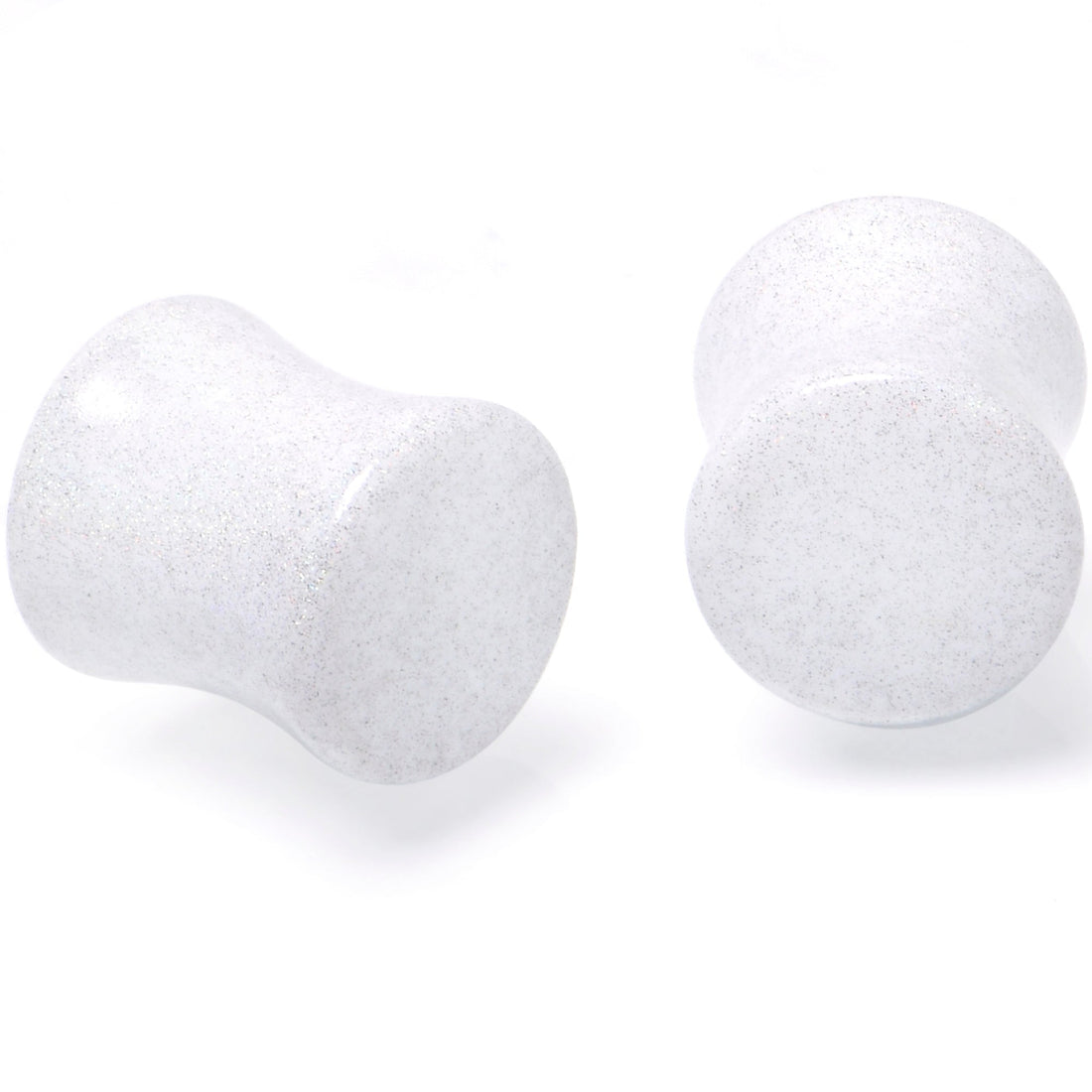 White Shimmer Acrylic Saddle Plugs Double Flare Ear Gauges