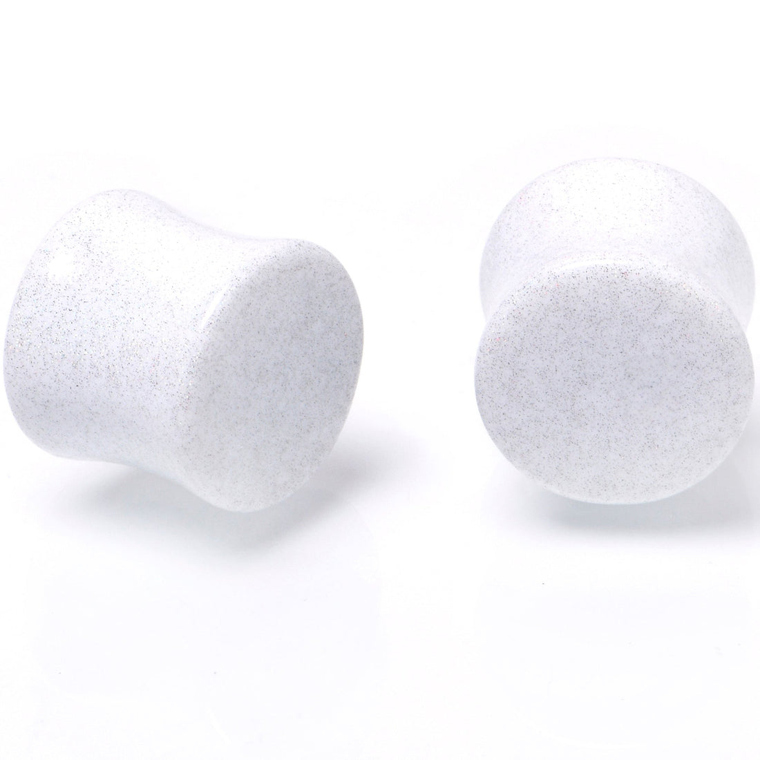 White Shimmer Acrylic Saddle Plugs Double Flare Ear Gauges