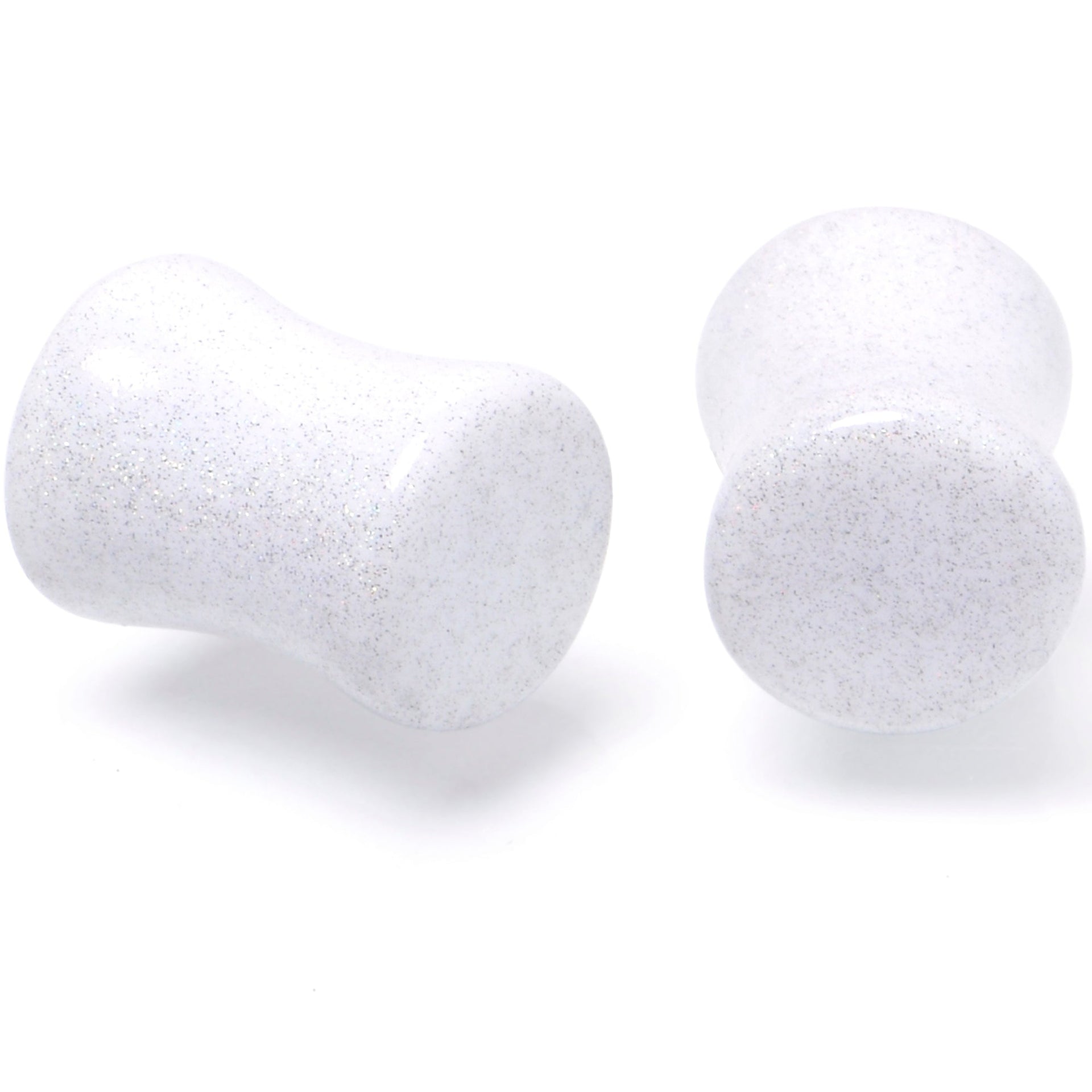 White Shimmer Acrylic Saddle Plugs Double Flare Ear Gauges