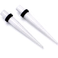 White Shimmer Acrylic Straight Taper Set for Ear Stretching