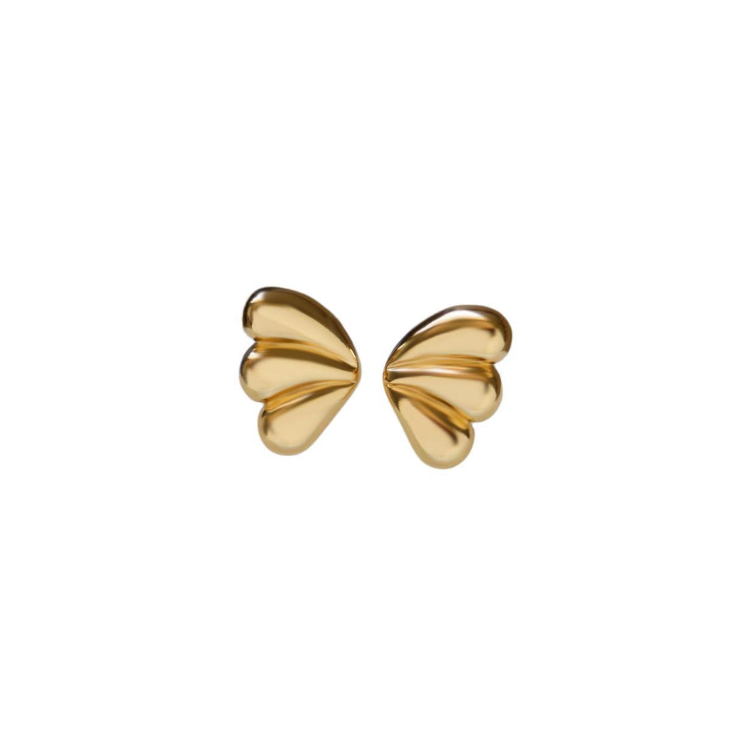 Faceted Fan-shaped Stud Earrings 925 Silver Needle Earrings