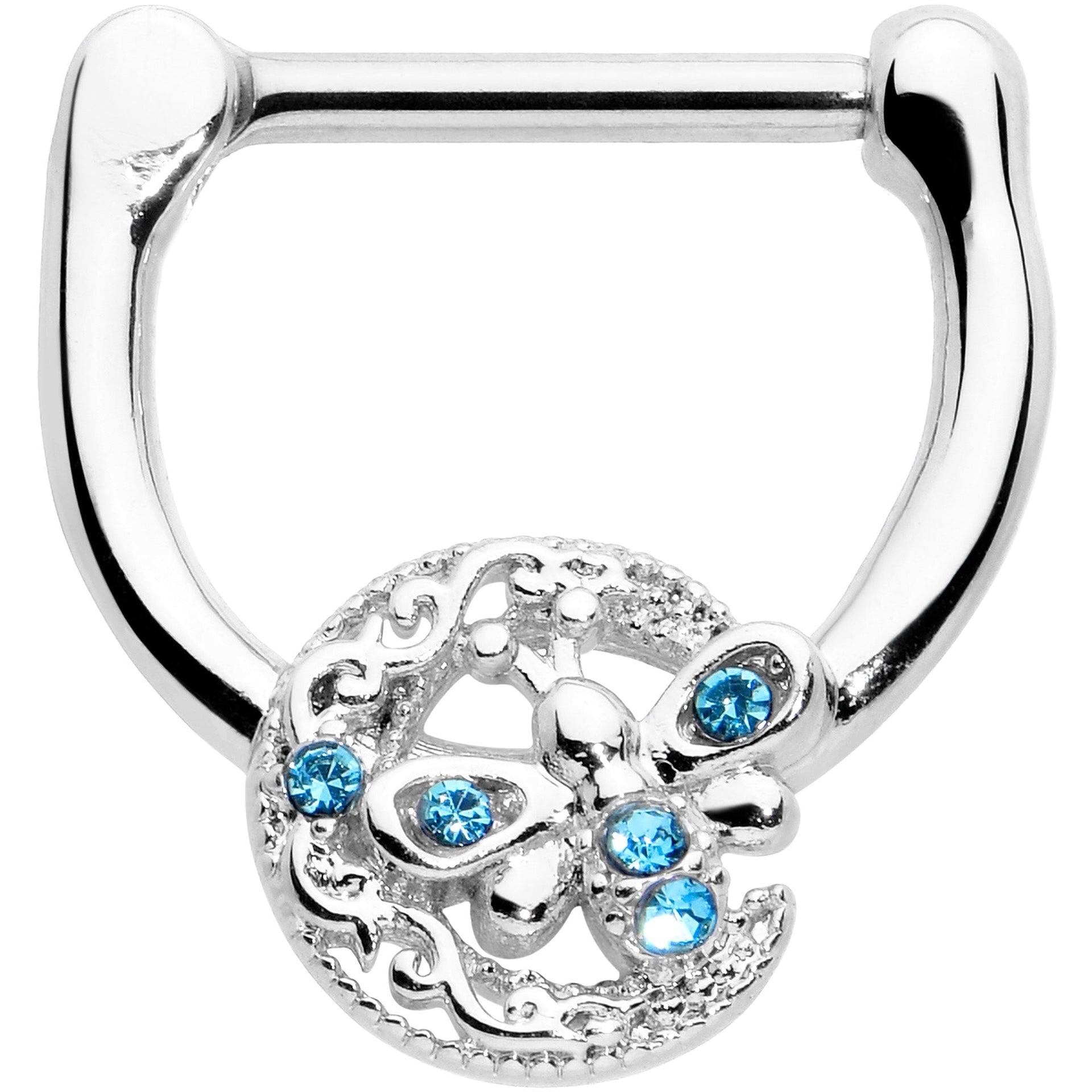 16G 5/16 Blue Gem Lunar Dragonfly Cartilage Clicker