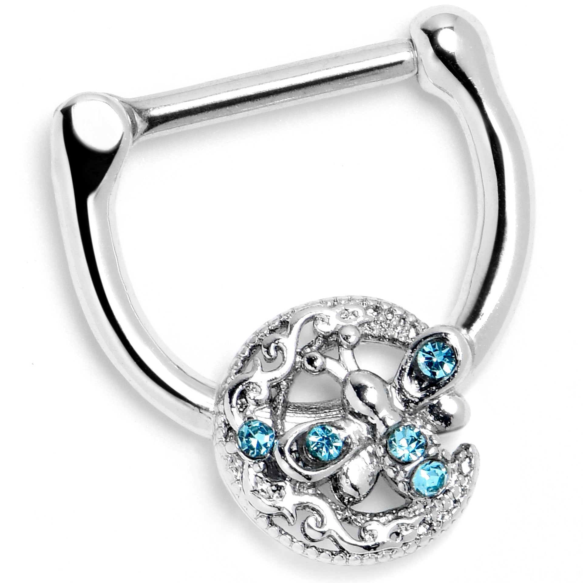 16G 5/16 Blue Gem Lunar Dragonfly Cartilage Clicker