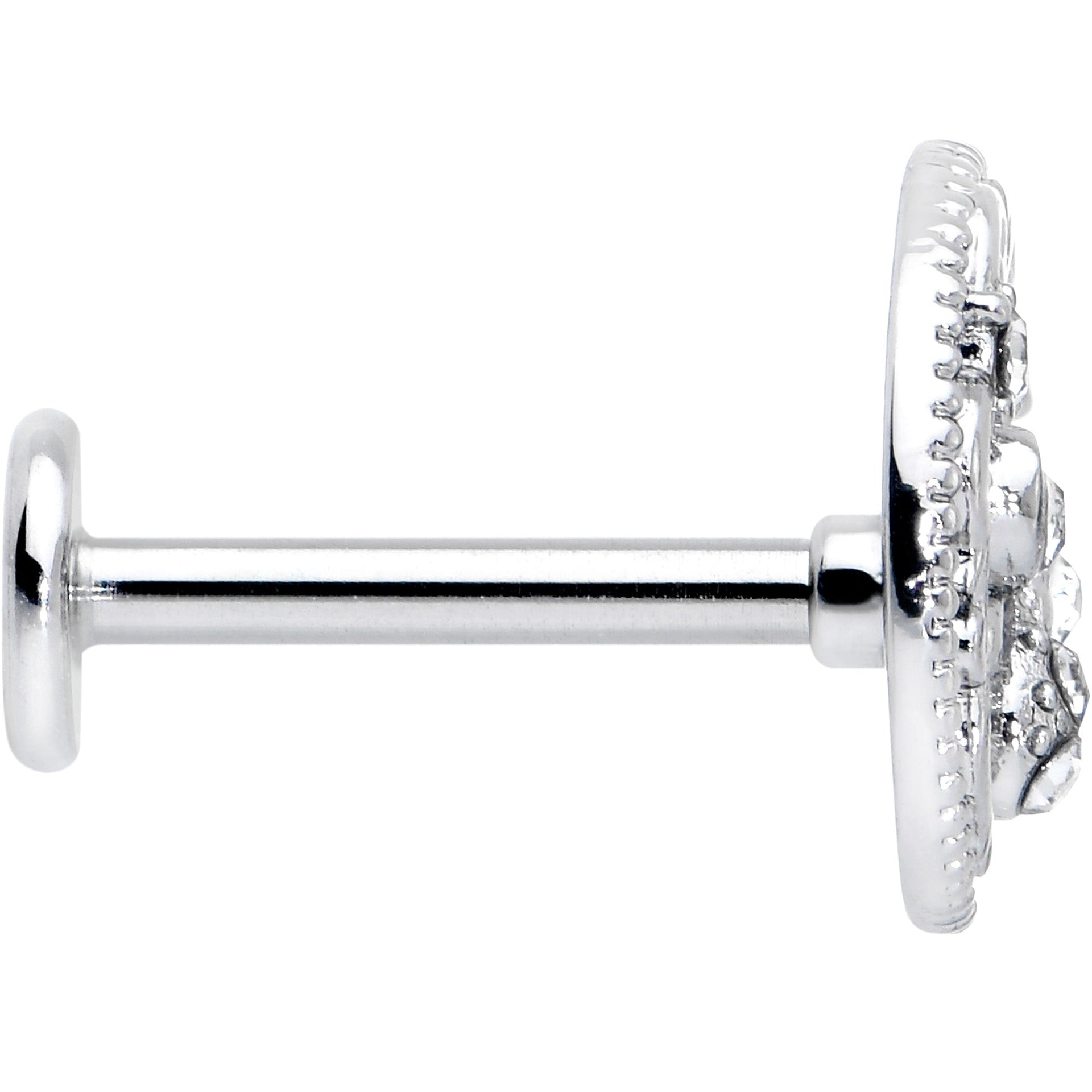 16G 5/16 Clear Gem Lunar Dragonfly Internally Threaded Labret Tragus