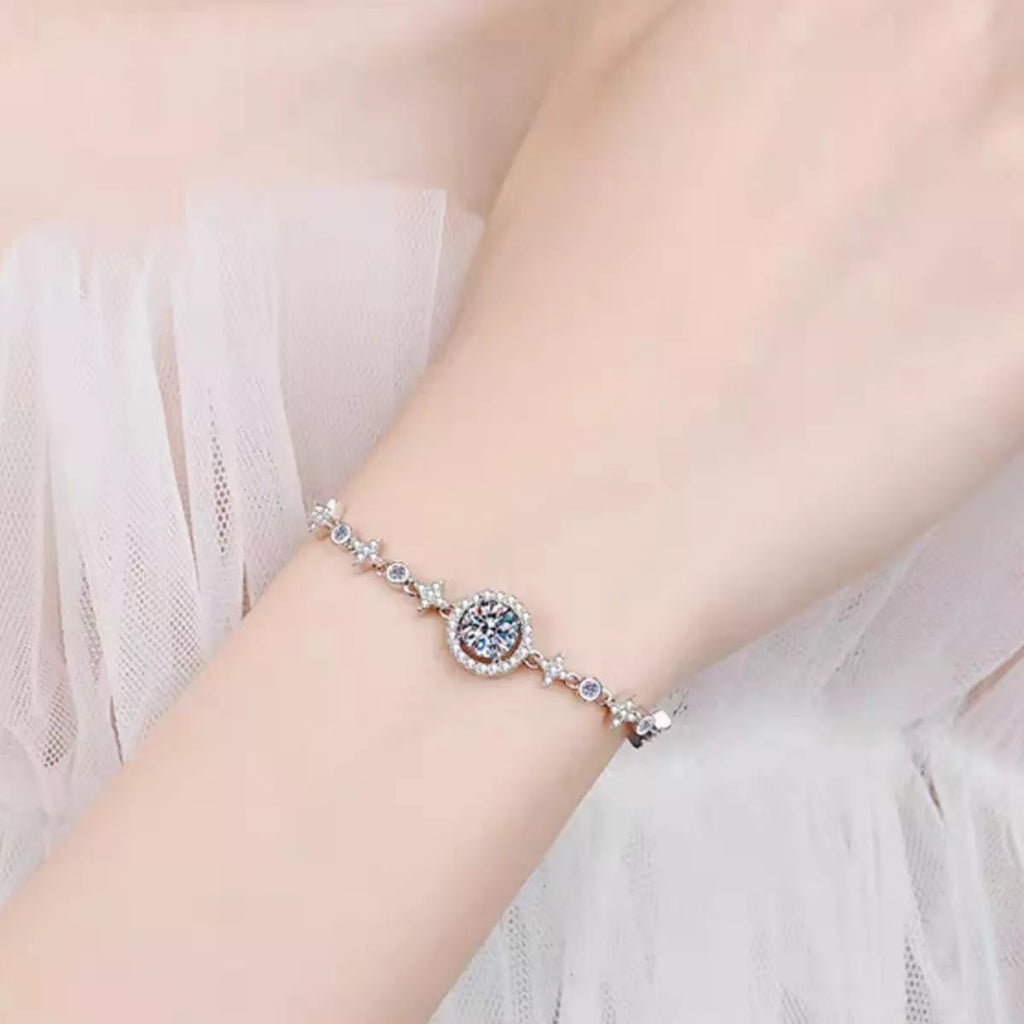 1 Carat Moissanite 925 Sterling Silver Bracelet