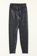 Solid Crossed Dip Waist Leather Leggings