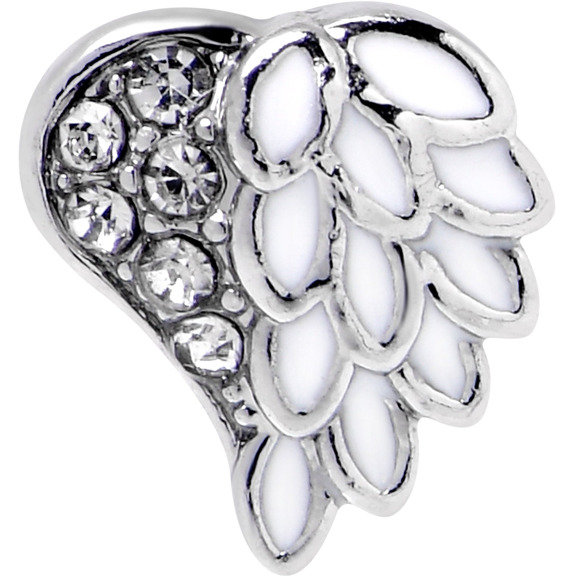 16G 5/16 Clear Gem Heavenly Heart Angel Wing White Labret Tragus