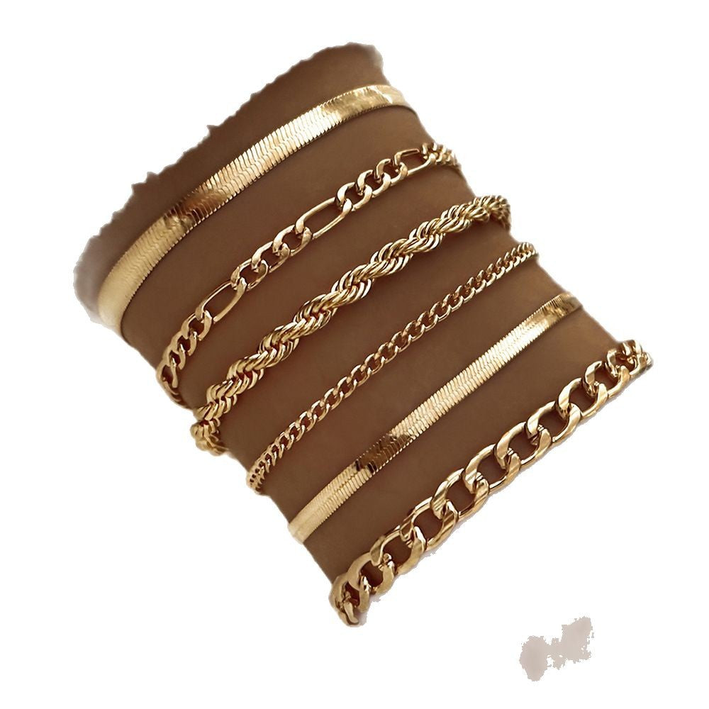 Bracelet Fashion 6-piece Chain Set Metal Chain