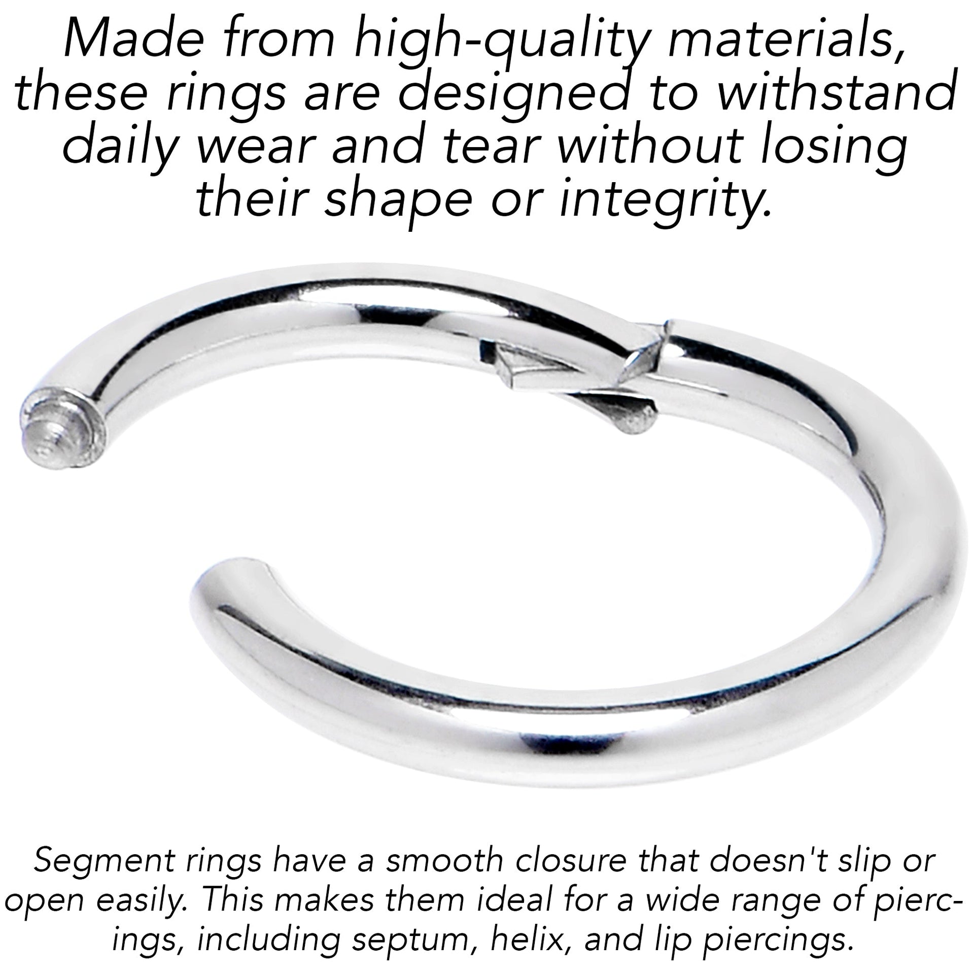 6G 9/16 316L Surgical Steel Precision Hinged Segment Hoop