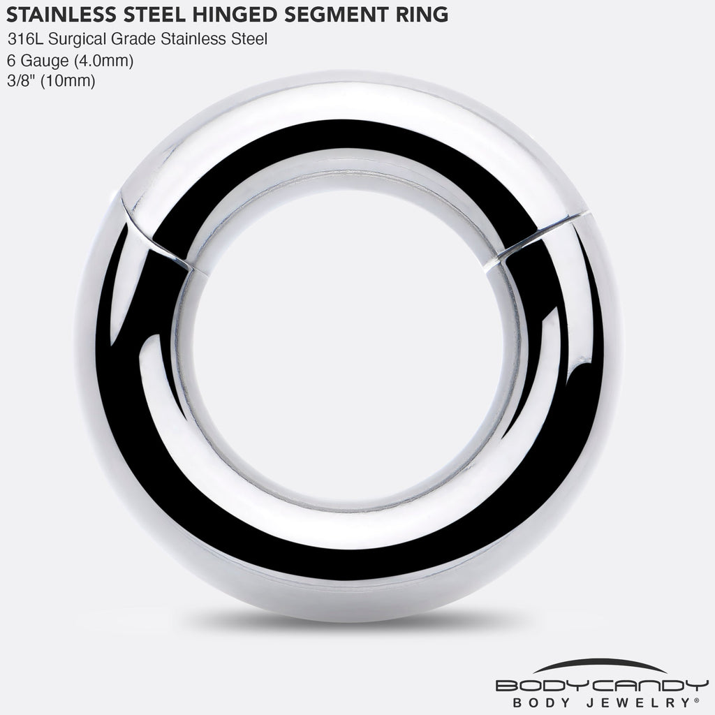 6G 3/8 316L Surgical Steel Precision Hinged Segment Hoop