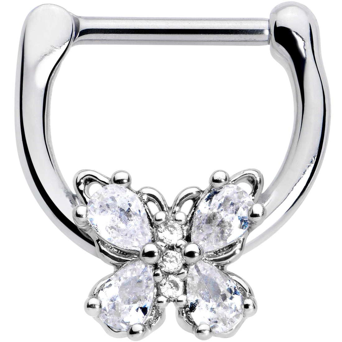 16G 5/16 Clear Gem Baroque Beauty Butterfly Cartilage Clicker