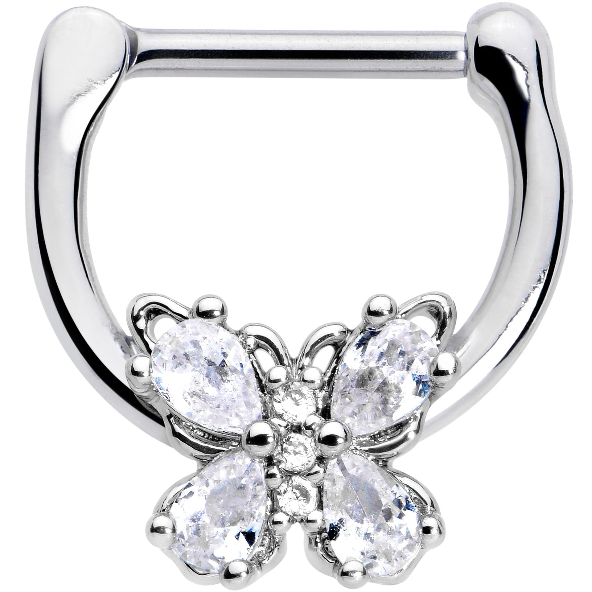 16G 5/16 Clear Gem Baroque Beauty Butterfly Cartilage Clicker