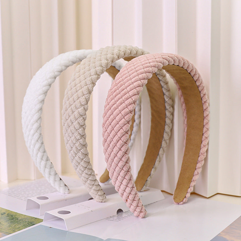 Stylish Corduroy Padded Wide Headband - Chic Hair Accessory - Image 3
