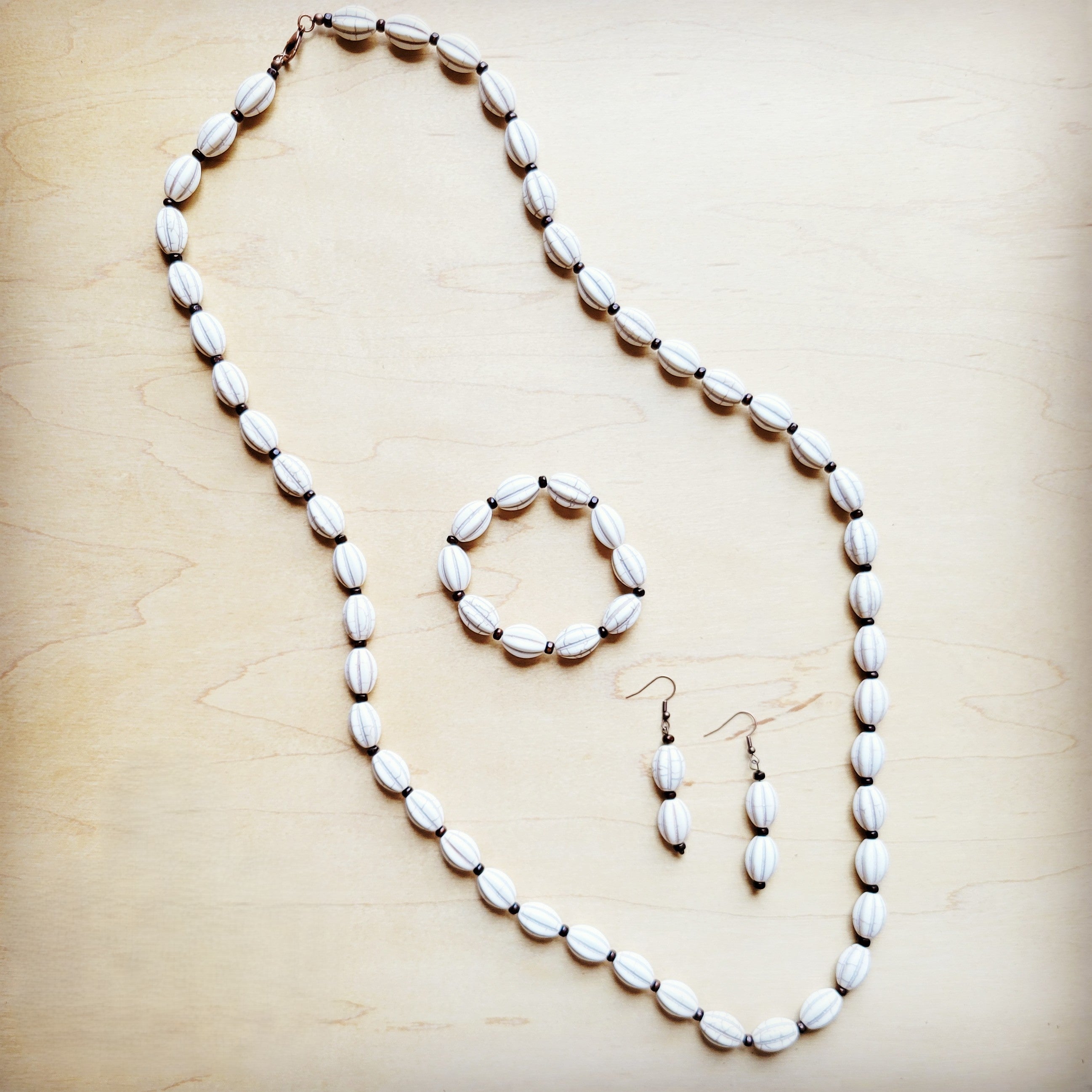 White Turquoise Beaded Stretch Bracelet