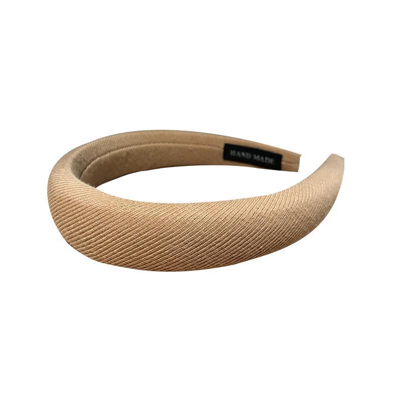 Japanese Style Wide Padded Headband - Khaki, Brown & Cream - Image 3