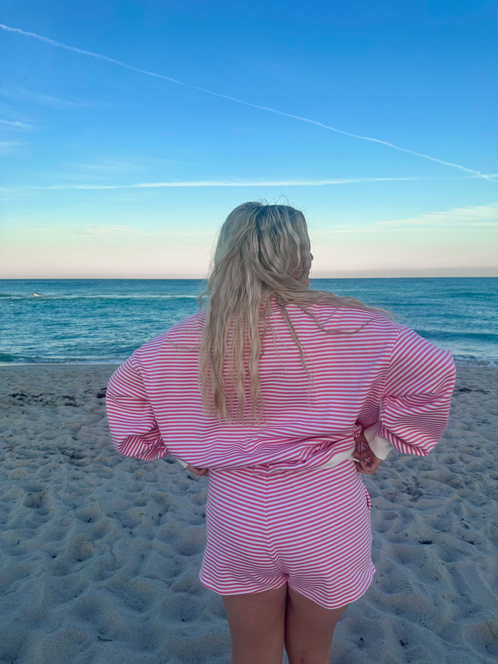 Dark Pink and White Striped Unisex Shorts - Relaxed Fit Lounge Wear