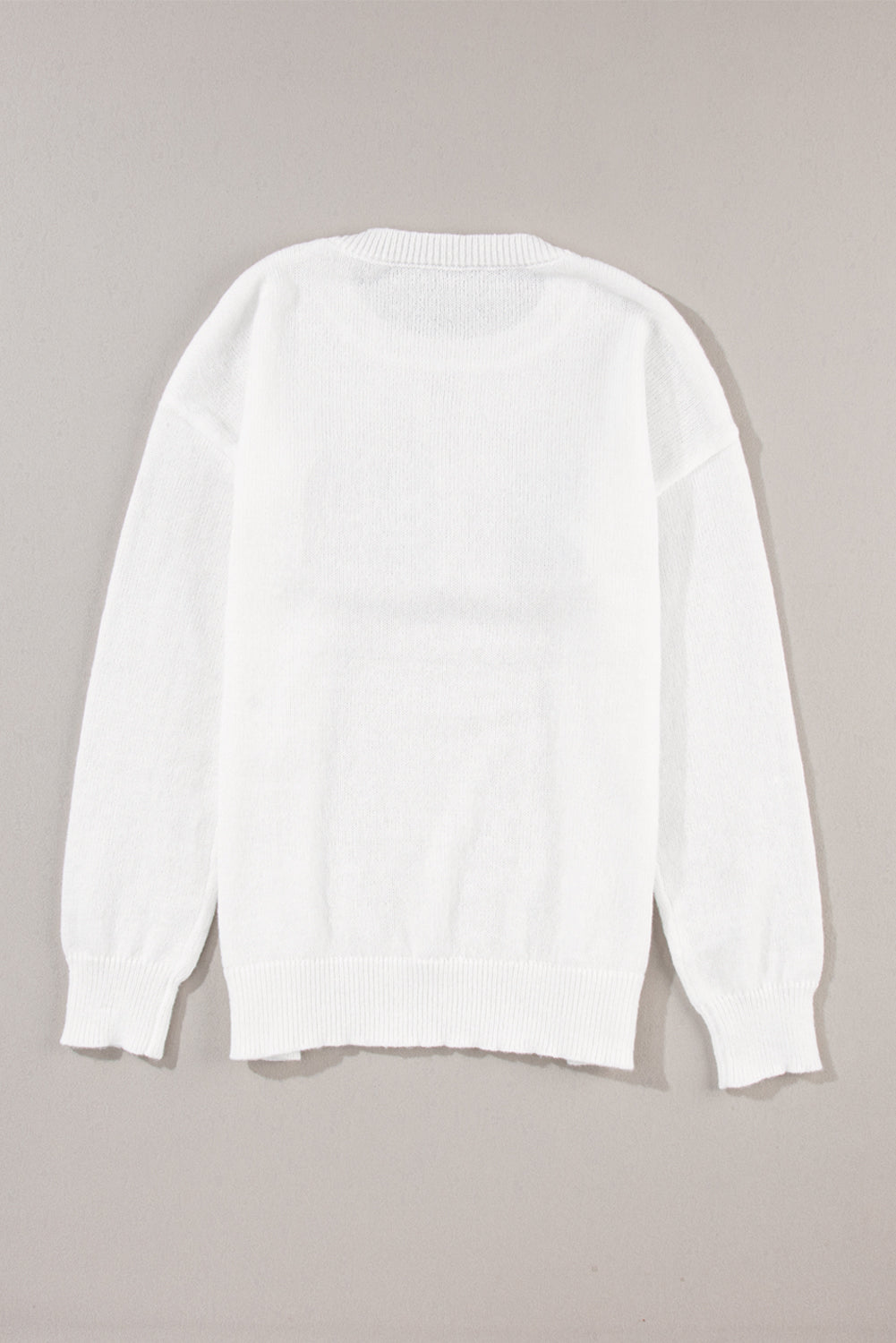 White XOXO Glitter Print Casual Knit Sweater