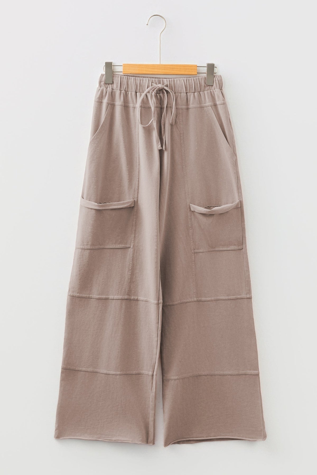 Mineral Wash Reverse Seam Drawstring Elastic Waist Pants