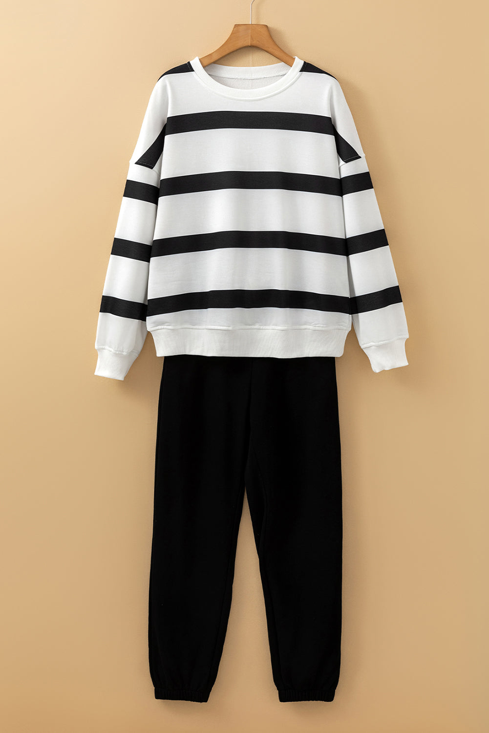 Stripe Drop Shoulder Top and Jogger Pants Set