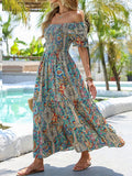 Women’s Paisley Off-Shoulder Smocked Maxi Dress - Image 9