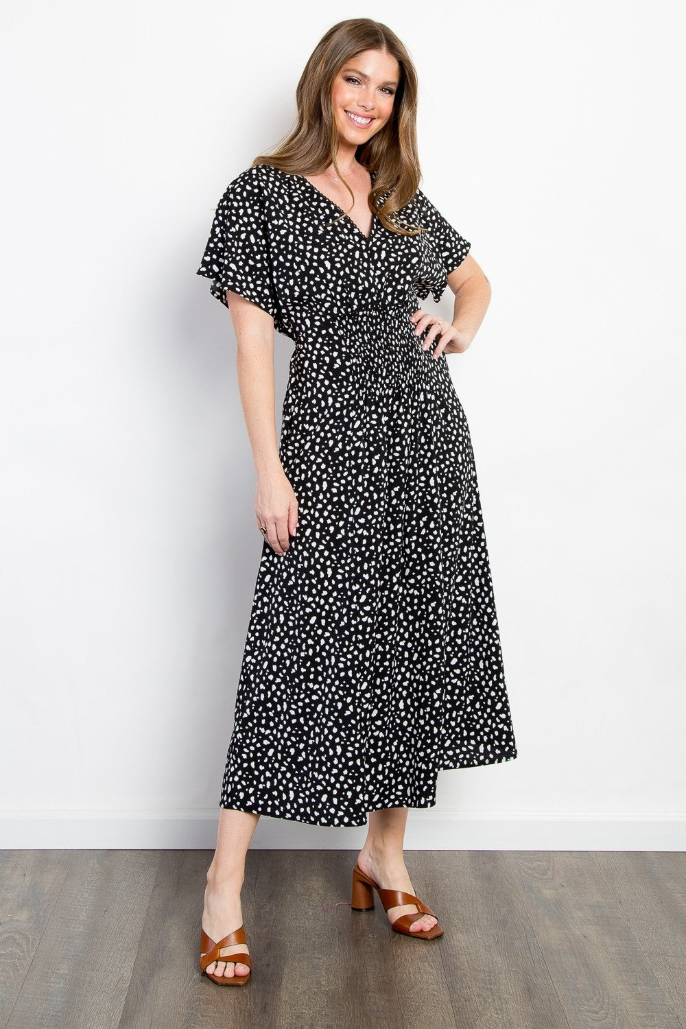 Printed Smocked Waist Dress for Day to Night Wear